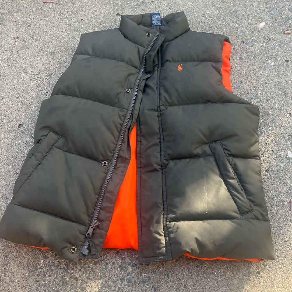 Kids Polo Puffer Vest Orange Lining Size 6